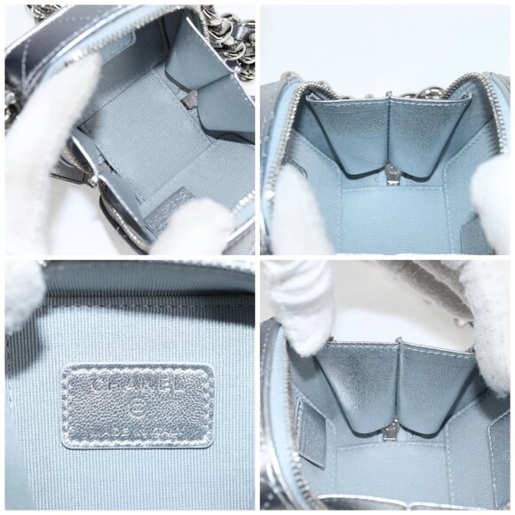 CHANEL Matelasse Chain Shoulder Bag Lamb Skin Silver CC Auth MX038AM - Picture 15 of 16